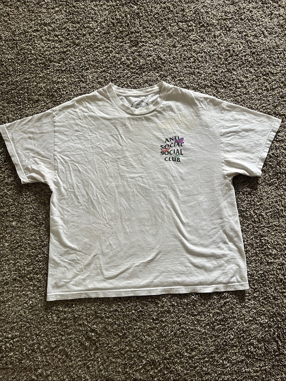 Anti Social Social Club White Tee with Small Purple Logo